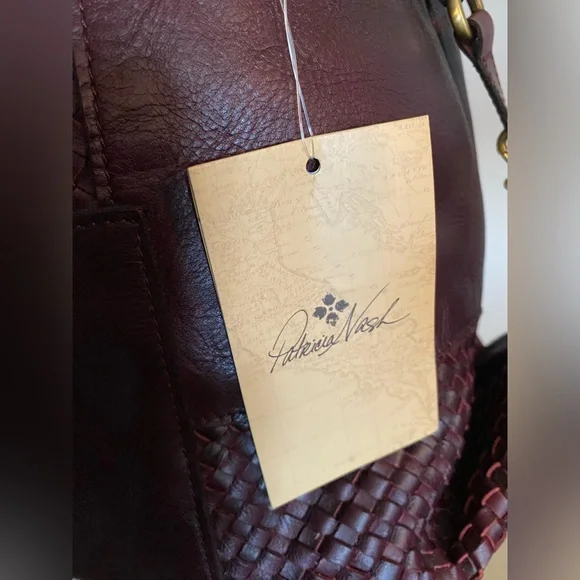 Patricia Nash Brown Leather Shoulder Bag with Woven Design